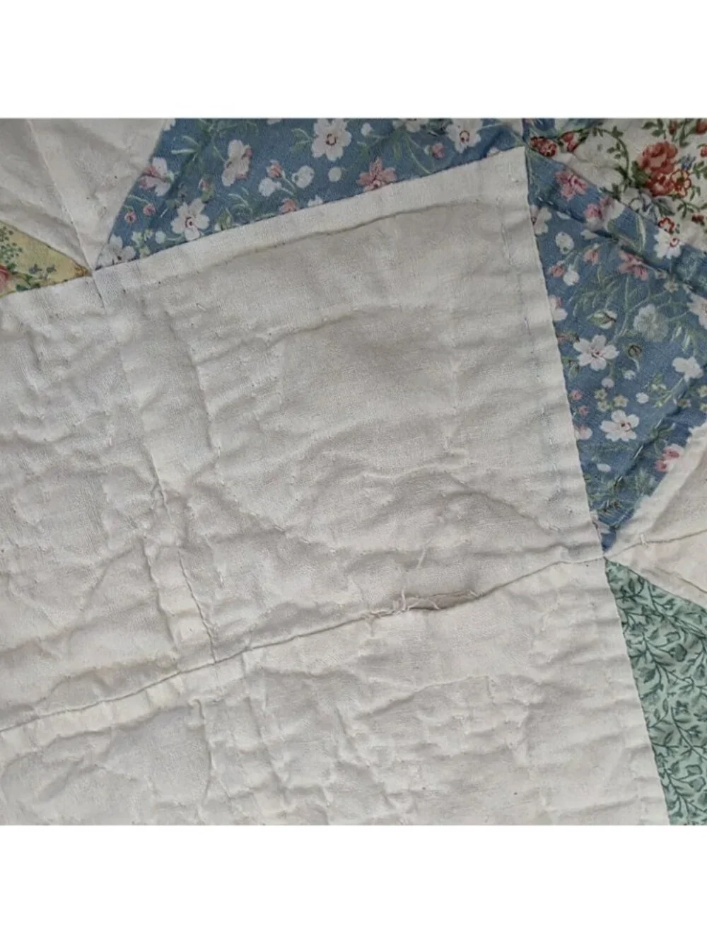 Vintage Pastel Patchwork Sawtooth Star Quilt 80x64